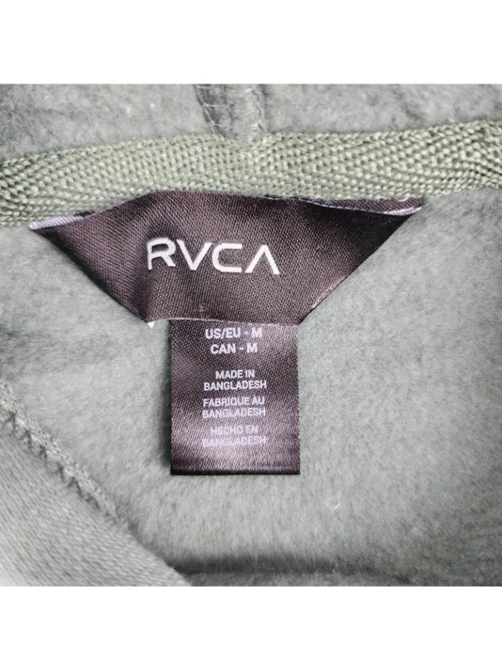 RVCA Hoodie Mens Medium Green Fleece Sweatshirt Logo NWT